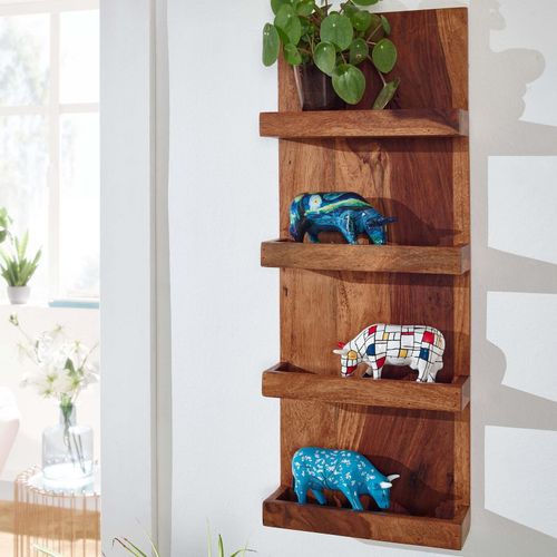 4251757711169 - Wandregal 30x80x10 cm Sheesham Massivholz Hängeregal Modern Schwebend Großes Design Schweberegal Regal Hängend Wohnzimmer Bücherregal Wand