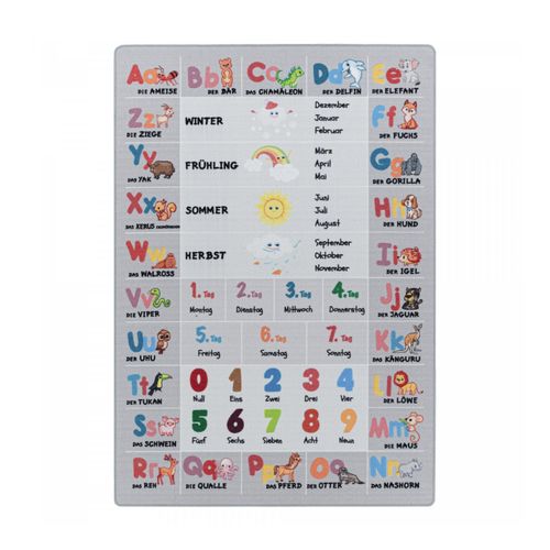 4053659046857 - Kinderteppich Spielteppich Hüpfkästchen Zahlen Tiere rechteckig höhe 8 mm