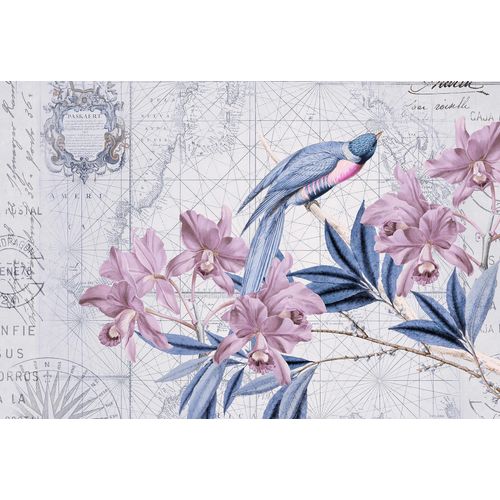 4059432199031 - LIVING WALLS Fototapete ARTist Bird Discovery Tapeten Vlies Wand Schräge Gr B L 4 m x 27 m blau (blau rosa) Fototapeten Blumen Tapeten