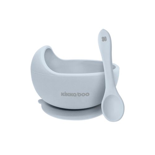 3801302041169 - Kikkaboo Kinder Silikonschüssel Yummy 250 ml Fassungsvermögen Löffel Saugfuß blau