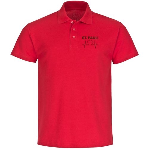 4068859193539 - multifanshop Poloshirt - St Pauli - Herzschlag - Druck braun - Polo
