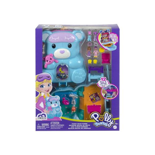0194735048274 - Polly Pocket Sleepover Teddybär-Tasche inkl 2 Figuren & Zubehör mehrfarbig