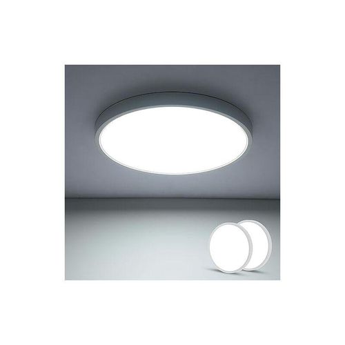 0699964450497 - GOECO 2er-Set 24-W-LED-Deckenleuchte ultradünne Deckenleuchte Ø30 cm rund IP44 moderne weiße Beleuchtung für Badezimmer Schlafzimmer Küche