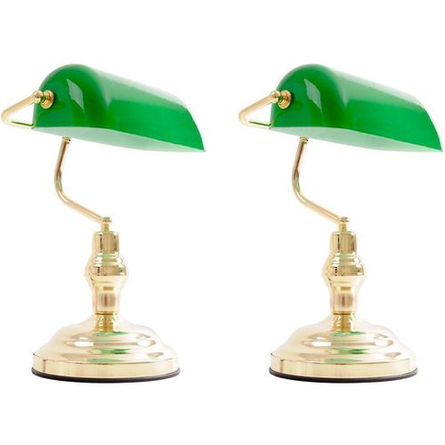 4260436779598 - Etc-shop - 2x Nostalgie Antik Retro Banker Lampe Leuchte Schreibtischlampe Beleuchtung Antique grün