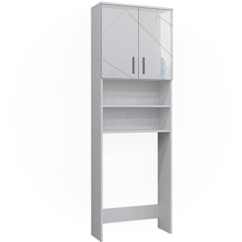 4066731370634 - Waschmaschinenschrank Irma Weiß Hochglanz 64 x 191 cm Badezimmer