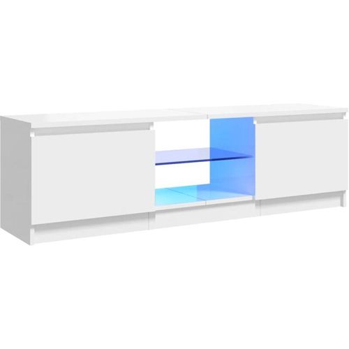 8720286216996 - Bonnevie - TV-SchrankTV-Möbel mit LED-Leuchten Hochglanz-Weiß 120x30x355 cm vidaXL