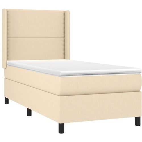 8720287348191 - Vidaxl - Boxspringbett mit Matratze & led Creme 90x200 cm Stoff