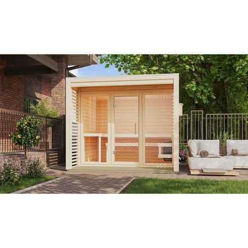 4010090012087 - Karibu 38 mm Saunahaus Angelia 1-3 Saunaofen mit eingebauter Steuerung 9 kW naturbelassen Set 4010090012087 - Karibu 38 mm Saunahaus Angelia 1-3 Saunaofen mit eingebauter Steuerung 9 kW naturbelassen Set