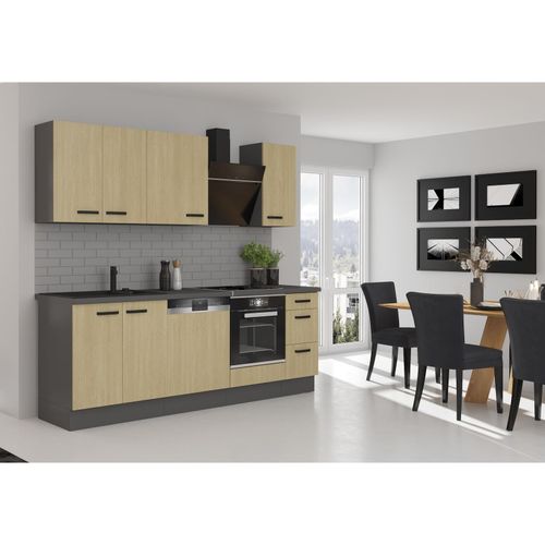 4262354979197 - Küche SCANDI Basic 240 cm Fischgrät Optik Küchenzeile Küchenblock Einbauküche 4262354979197 - Küche SCANDI Basic 240 cm Fischgrät Optik Küchenzeile Küchenblock Einbauküche