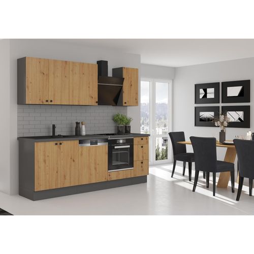 4262354979173 - Küche AVA Basic 240 cm Eiche Artisan Grau Küchenzeile Küchenblock Einbauküche 4262354979173 - Küche AVA Basic 240 cm Eiche Artisan Grau Küchenzeile Küchenblock Einbauküche