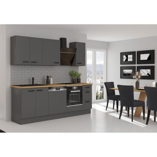 4262354979159 - Küche NESSA Basic 240 cm Anthrazit Grau Küchenzeile Küchenblock Einbauküche 4262354979159 - Küche NESSA Basic 240 cm Anthrazit Grau Küchenzeile Küchenblock Einbauküche