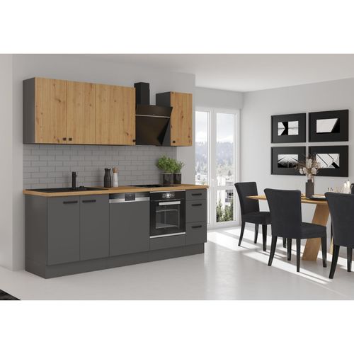 4262354979166 - Küche NESSA & AVA Basic 240 cm Anthrazit Eiche Artisan Küchenzeile Küchenblock 4262354979166 - Küche NESSA & AVA Basic 240 cm Anthrazit Eiche Artisan Küchenzeile Küchenblock