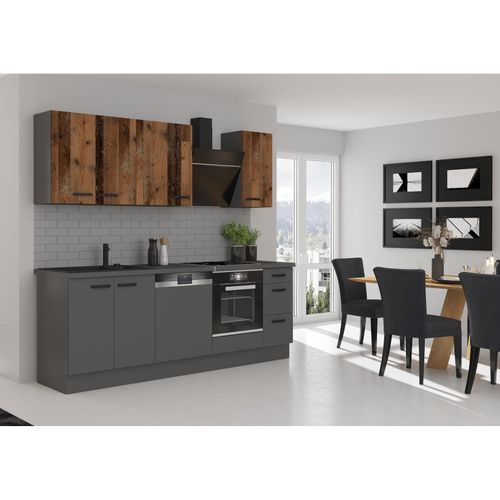 4262354979234 - Küche NESSA + OLD STYLE Basic 240 cm Old Wood Optik Küchenzeile Küchenblock 4262354979234 - Küche NESSA + OLD STYLE Basic 240 cm Old Wood Optik Küchenzeile Küchenblock