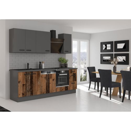 4262354979241 - Küche OLD STYLE + NESSA Basic 240 cm Old Wood Optik Küchenzeile Küchenblock 4262354979241 - Küche OLD STYLE + NESSA Basic 240 cm Old Wood Optik Küchenzeile Küchenblock
