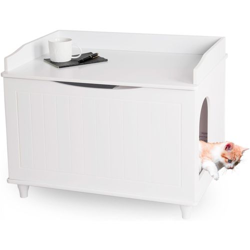 4065827610029 - WONDERMAKE® Katzenschrank für Katzentoilette groß aus Holz Katzenklo-Schrank Kommode XL Design Katzen-Haus Toilette Klo Waschbecken-Unterschrank für Bad 735 x 515 x 57 cm weiß 4065827610029 - WONDERMAKE® Katzenschrank für Katzentoilette groß aus Holz Katzenklo-Schrank Kommode XL Design Katzen-Haus Toilette Klo Waschbecken-Unterschrank für Bad 735 x 515 x 57 cm weiß