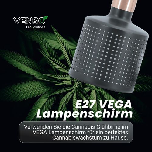 7350067690571 - Venso EcoSolutions VEGA E27 Lampenschirm Schwarz Lampenschirm Metall Venso Pflanzenlampe E27 Pflanzenlampe Lampenschirm E27 Tageslichtlampe für Pflanzen Pflanzenlicht LED Zimmerpflanze