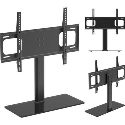 4051814365881 - TV Standfuß Aufsatz Erhöhung Alu Fernseh Ständer ESG-Sicherheitsglas Maße ca H 67 x B 66 x T 25 cm - B-TTS-600