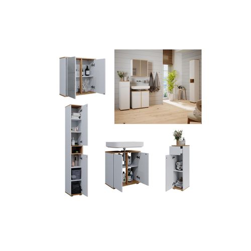 4066731445028 - Badmöbel Set Didi Weiß Artisan 4 Teile mit Hochschrank und Midischrank mit Schubladen Vicco 4066731445028 - Badmöbel Set Didi Weiß Artisan 4 Teile mit Hochschrank und Midischrank mit Schubladen Vicco