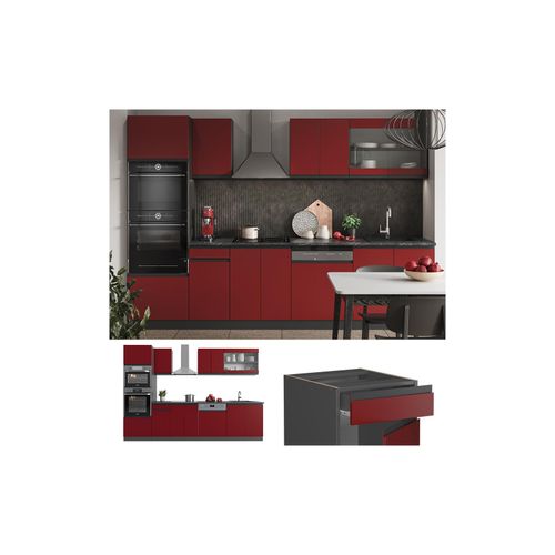 4066731230228 - Küchenzeile Küchenblock Einbauküche R-Line J-Shape Anthrazit Rot 300 cm modern Küchenschränke Küchenmöbel 4066731230228 - Küchenzeile Küchenblock Einbauküche R-Line J-Shape Anthrazit Rot 300 cm modern Küchenschränke Küchenmöbel