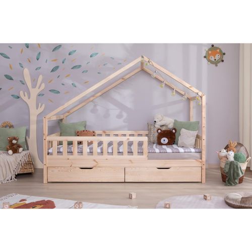 4251105973515 - TiCAA TiCAA Hausbett Bodenbett wandelbar mit asymmetrischem Dach Lou 90 100 120 140x200 cm für Jungen & Mädchen inkl Rolllattenrost Schubladen & Rausfallschutz Montessori Bett aus Kiefer Massivholz 4251105973515 - TiCAA TiCAA Hausbett Bodenbett wandelbar mit asymmetrischem Dach Lou 90 100 120 140x200 cm für Jungen & Mädchen inkl Rolllattenrost Schubladen & Rausfallschutz Montessori Bett aus Kiefer Massivholz
