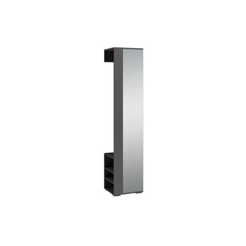 4251942246124 - Flurgarderobe ben   Garderobe Anthrazit mit Spiegel   Spiegelschrank für den Flur mit Kleiderstange und Ablage   b 40 h 184 t 35 cm - Byliving