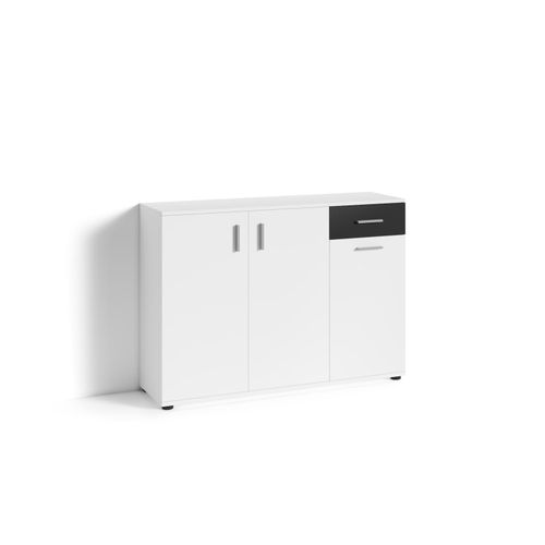 4251942206784 - Byliving - Kommode jakob 3-trg mit 1 Schubkasten Schubkasten schwarz Sideboard matt weiß b 110 h 835 T355 cm 4251942206784 - Byliving - Kommode jakob 3-trg mit 1 Schubkasten Schubkasten schwarz Sideboard matt weiß b 110 h 835 T355 cm