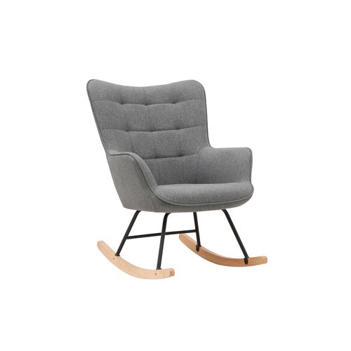4251942207293 - Schaukelstuhl richie Metall-Gestell schwarz Kufen aus Buche Webstoff grau mit Steppung b 72 h 92 t 92 cm - Byliving 4251942207293 - Schaukelstuhl richie Metall-Gestell schwarz Kufen aus Buche Webstoff grau mit Steppung b 72 h 92 t 92 cm - Byliving