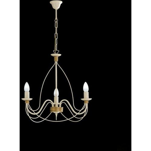 8050713210953 - Bonetti Illumina - Elfenbeinfarbener Decape Eisen-Kronleuchter mit Gold-Finish drei Lichter 49x h43 cm