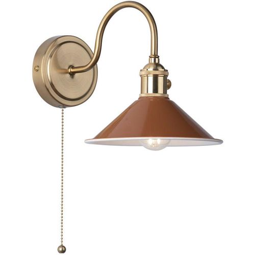 5035128702623 - Dar Lighting - Hadano Dome Wandleuchte aus natürlichem Messing mit Umbra-Schirm