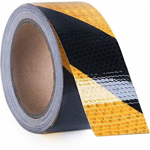 9022090397380 - Rnemitery - Warnband reflektierendes Klebeband schwarz und gelb 5 cm x 25 m Sicherheitswarnband Markierungsband selbstklebendes reflektierendes