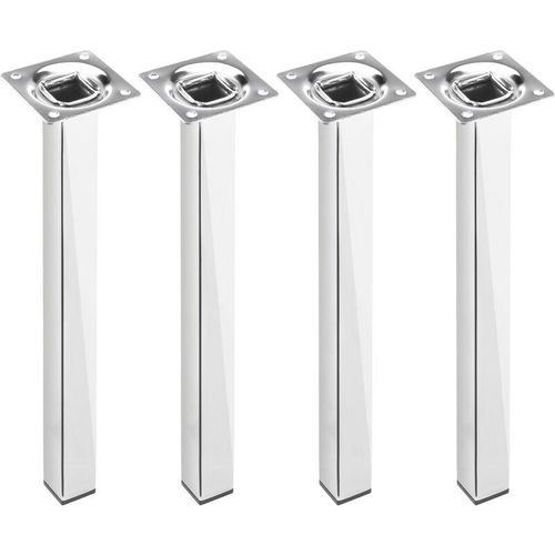 8434852086639 - PrimeMatik - Quadrat Tischbeine für Schreibtische Schränke Möbel aus verchromt Stahl 40cm 4-Pack