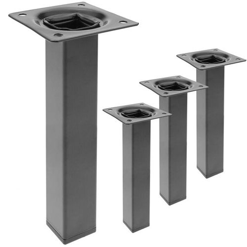 8434852086578 - Quadrat Tischbeine für Schreibtische Schränke Möbel aus schwarz Stahl 25cm 4-Pack - Primematik