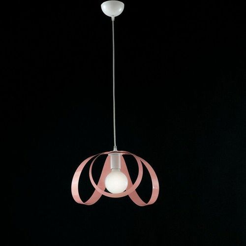 8050713211202 - Bonetti Illumina - Kronleuchter Schlafzimmeraufhängung aus Eisen Weiß Rosa ein Licht 32x h24 cm