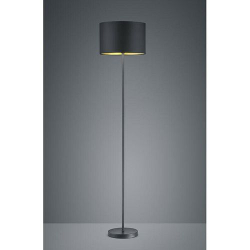 4017807392593 - Moderne Stehleuchte HOSTEL mit Lampenschirm Ø35cm aus Stoff in Schwarz & Gold