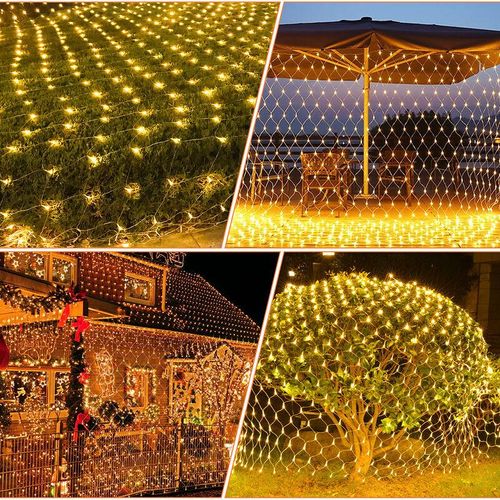 0726506273860 - SWANEW Filet lumineux à LED Guirlande Lumineuses Éclairage de Noël Rideau lumineux intérieur extérieur Décoration 8 modes IP44 Blanc chaud 2x2M