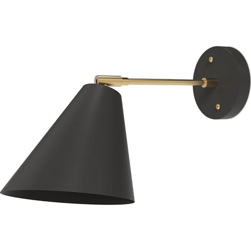 5056667059818 - Privatefloor - Verstellbare skandinavische Wandlampe mit Lampenschirm - Metall und Messing - Livel Schwarz - Messing Metall - Schwarz