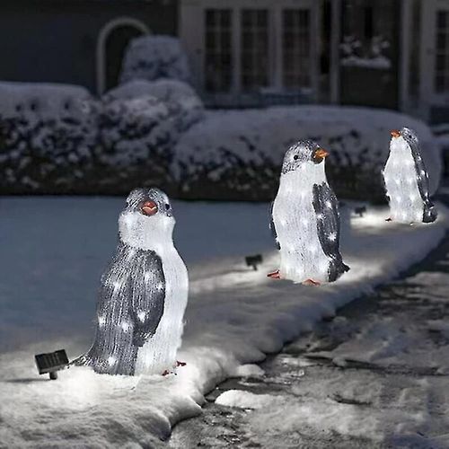 9396839105131 - Toolive - 3-teilige beleuchtete Pinguin-Weihnachtsdekoration für den Außenbereich mit LED-Gartenlichtern – klein –