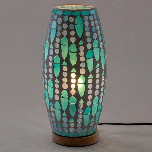 8433933345030 - Signes Grimalt - Mosaik-Tischlampe im indischen Stil in Grün mit Glas und Holz 8433933345030 - Signes Grimalt - Mosaik-Tischlampe im indischen Stil in Grün mit Glas und Holz