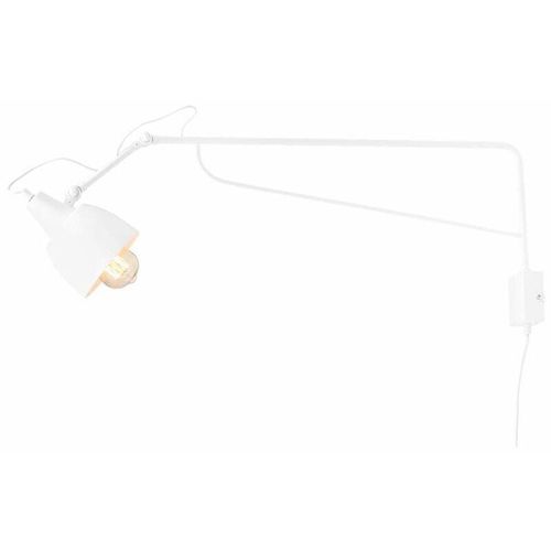 4255596685124 - Licht-erlebnisse - Wandlampe Metall E27 Schwenkarm 29 cm hoch mit Schalter Weiß Kugelschirm