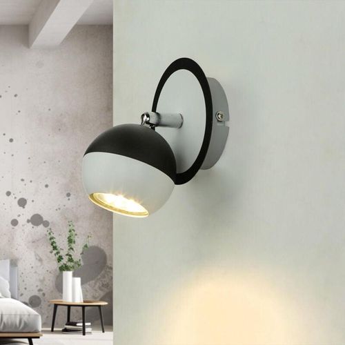 4255596686473 - Wandlampe verstellbar Schwarz Weiß GU10 Kugelschirm rund Modern Spot Lampe Wand