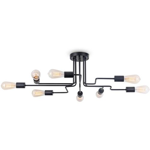 4255596718815 - Licht-erlebnisse - Deckenlampe Metall Schwarz E27 8-flammig Retro Design 4255596718815 - Licht-erlebnisse - Deckenlampe Metall Schwarz E27 8-flammig Retro Design