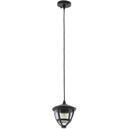 4255596661135 - Licht-erlebnisse - Hängelampe außen Aluminium 175 cm breit h max 100 cm IP44 Schwarz E27 Modern Außenleuchte