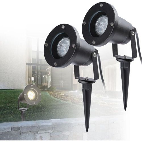 9475631343719 - 8er Pack Gartenstrahler mit Erdspieß 4w GU10 led Warmweiß Gartenbeleuchtung mit Stecker IP65 Wasserdicht Aussen-Leuchte für Terrassen Balkone Rasen