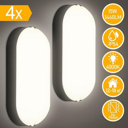 9412302654736 - SWANEW LED Feuchtraumleuchte Wasserdicht Deckenleuchten IP54 Wasserdicht Lampe Garage Keller 15W 4x 9412302654736 - SWANEW LED Feuchtraumleuchte Wasserdicht Deckenleuchten IP54 Wasserdicht Lampe Garage Keller 15W 4x
