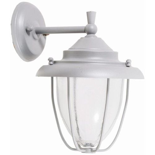 4255596723185 - Außenwandlampe Messing Glas E27 IP23 26 cm hoch Grau Maritim Außenleuchte Wand