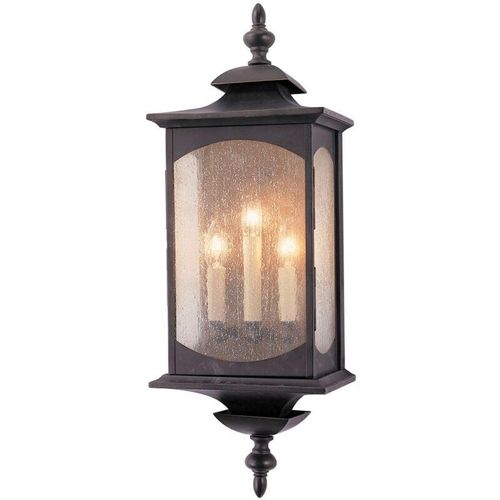 4255596730251 - Licht-erlebnisse - Außenwandlampe Aluminium Glas h 638 cm IP44 in ölgeriebenes Bronze E14 3-flammig Rustikal