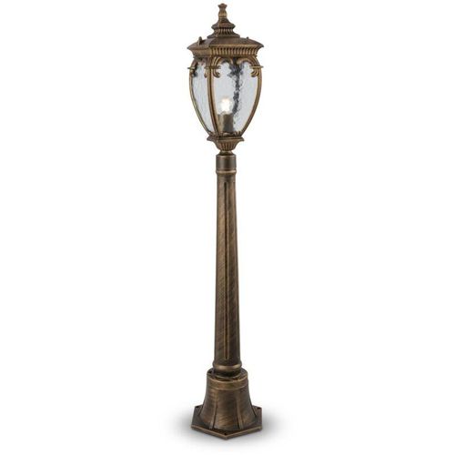 4255596716538 - Licht-erlebnisse - Außenleuchte Aluminium Glas 113 cm hoch IP44 in Gold antik E27 Rustikal Wegeleuchte 4255596716538 - Licht-erlebnisse - Außenleuchte Aluminium Glas 113 cm hoch IP44 in Gold antik E27 Rustikal Wegeleuchte