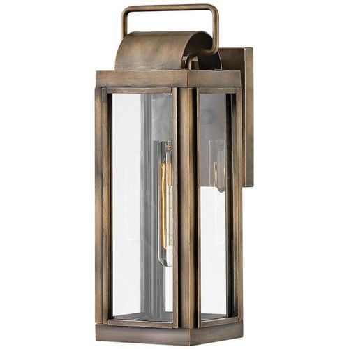 4255596730503 - Licht-erlebnisse - Außenleuchte Wand Glas Aluminium IP44 413 cm hoch in Bronze brüniert eckig Vintage