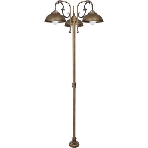 4255596680518 - Licht-erlebnisse - Außenlampe Echt-Messing Glas 210 cm IP44 in Bronze Antik matt E27 3-flammig Rustikal