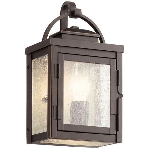 4255596729217 - Licht-erlebnisse - Wandleuchte außen Glas Aluminium IP44 279 cm hoch in Geriebene Bronze eckig Vintage